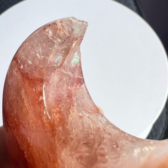 Fire Quartz Crystal Crescent Moon (4) - Picture 3 of 10
